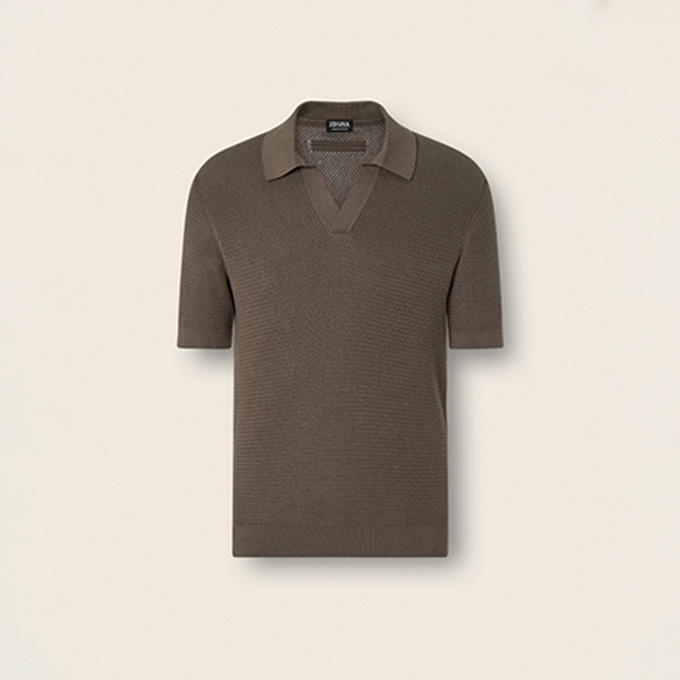 zegna 26ss premium cotton knit short sleeve polo shirt